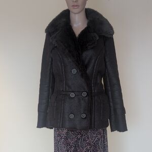 Le Chateau Aviator Style Jacket With Faux Fur Trim